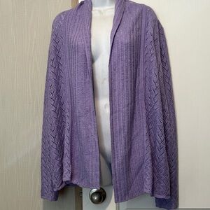 Susan Graver Lilac Open-Front Sweater